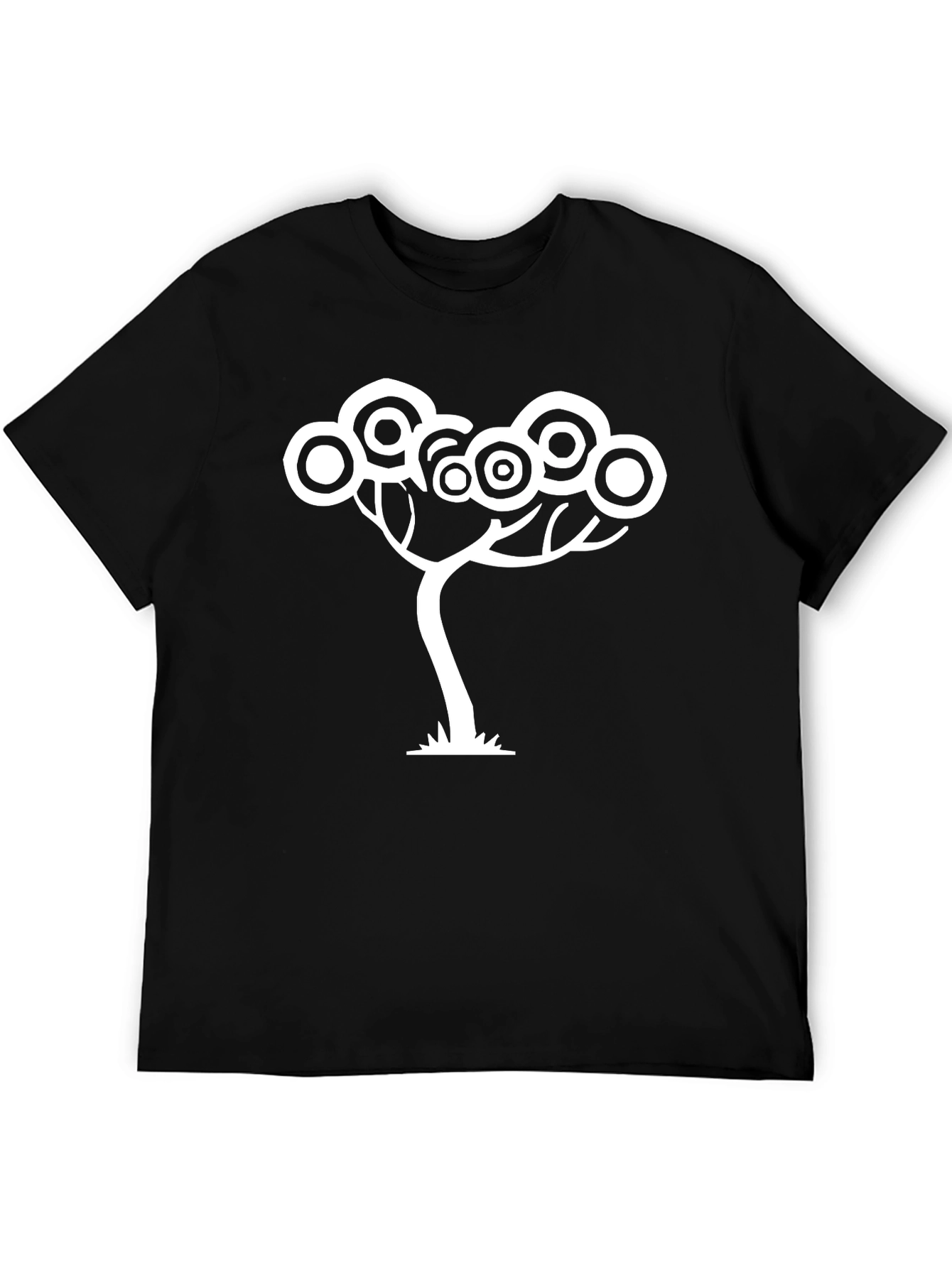 Abstract Tree Graphic Tee - Black Cotton T-Shirt