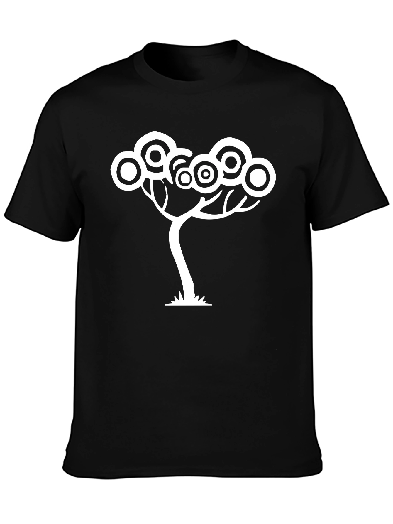 Abstract Tree Graphic Tee - Black Cotton T-Shirt