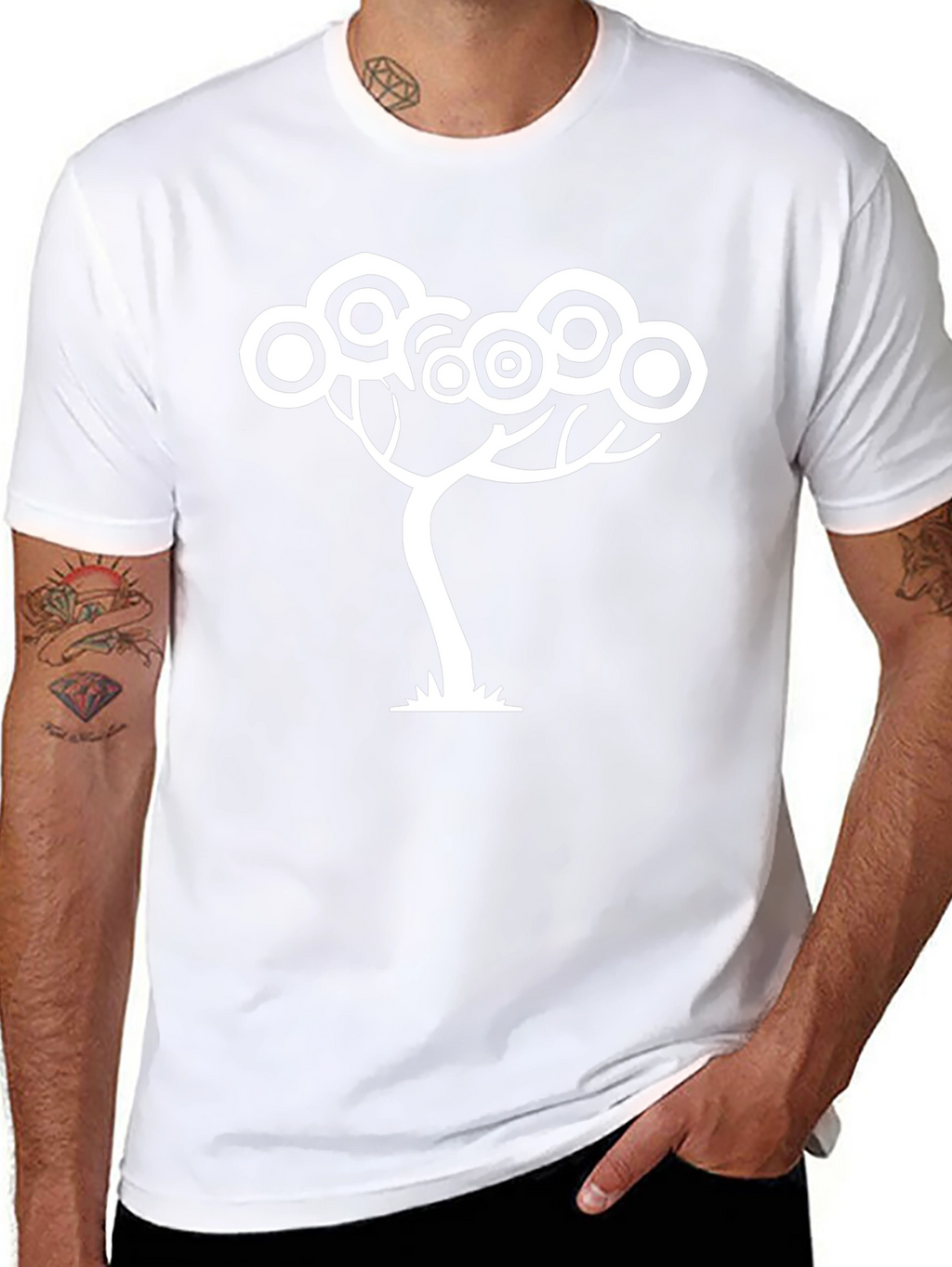 Abstract Tree Graphic Tee - Black Cotton T-Shirt