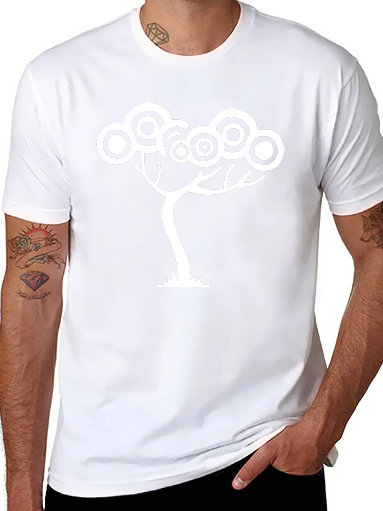 Abstract Tree Graphic Tee - Black Cotton T-Shirt