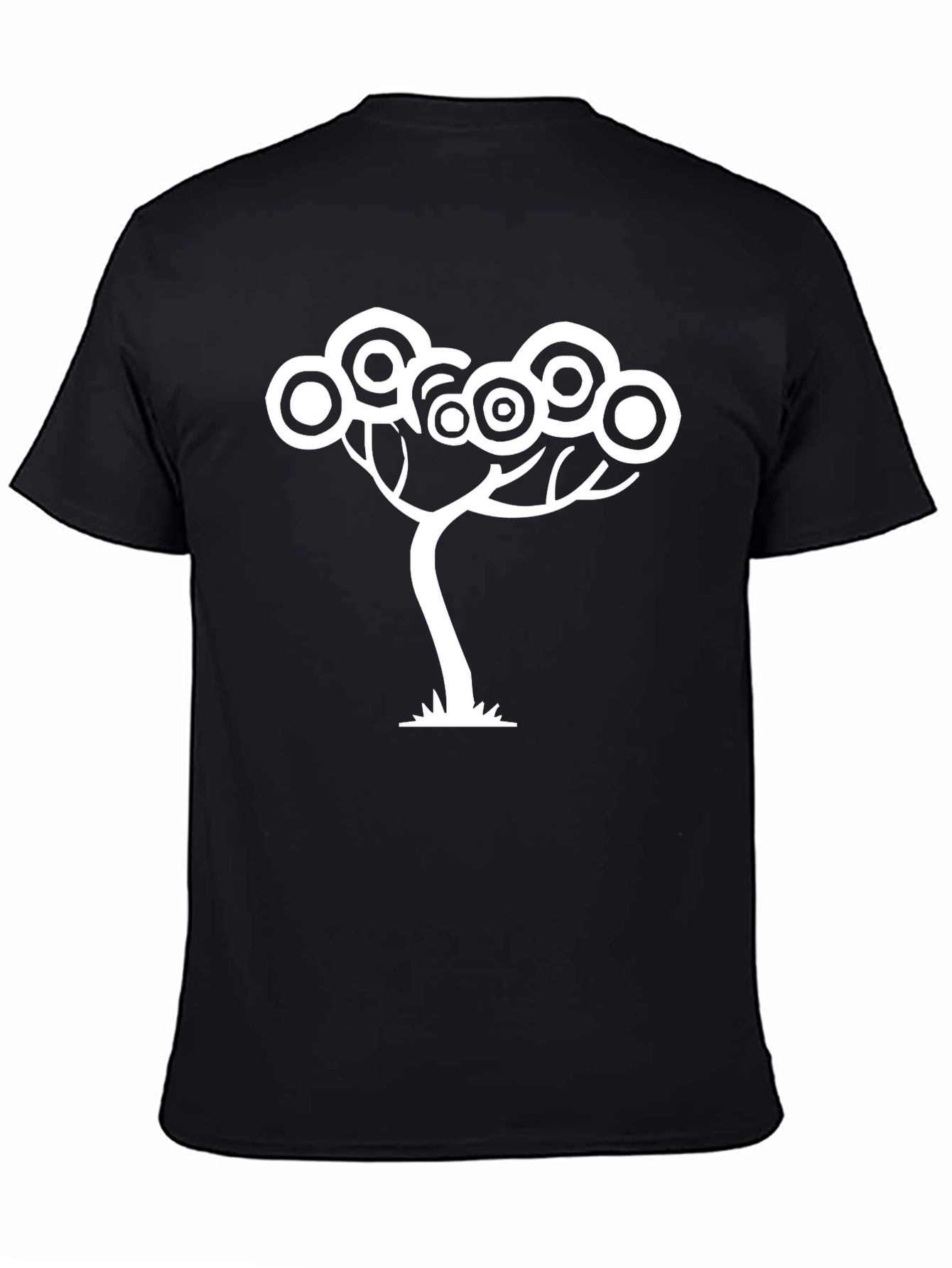 Abstract Tree Graphic Tee - Black Cotton T-Shirt