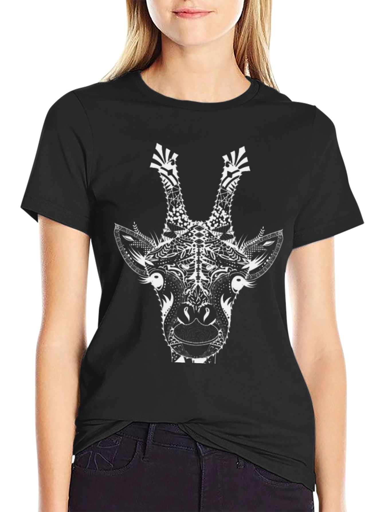 Black Giraffe Graphic Tee - Unique Animal Print