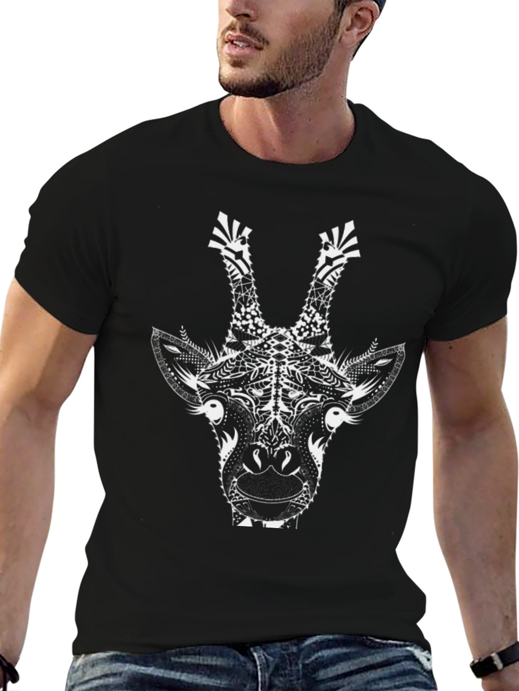 Black Giraffe Graphic Tee - Unique Animal Print
