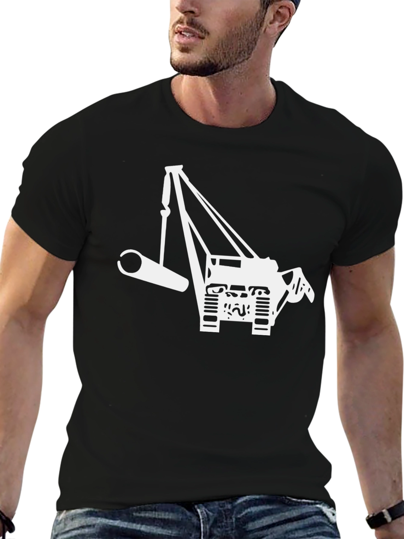 Crane Lift T-Shirt - Black Graphic Tee