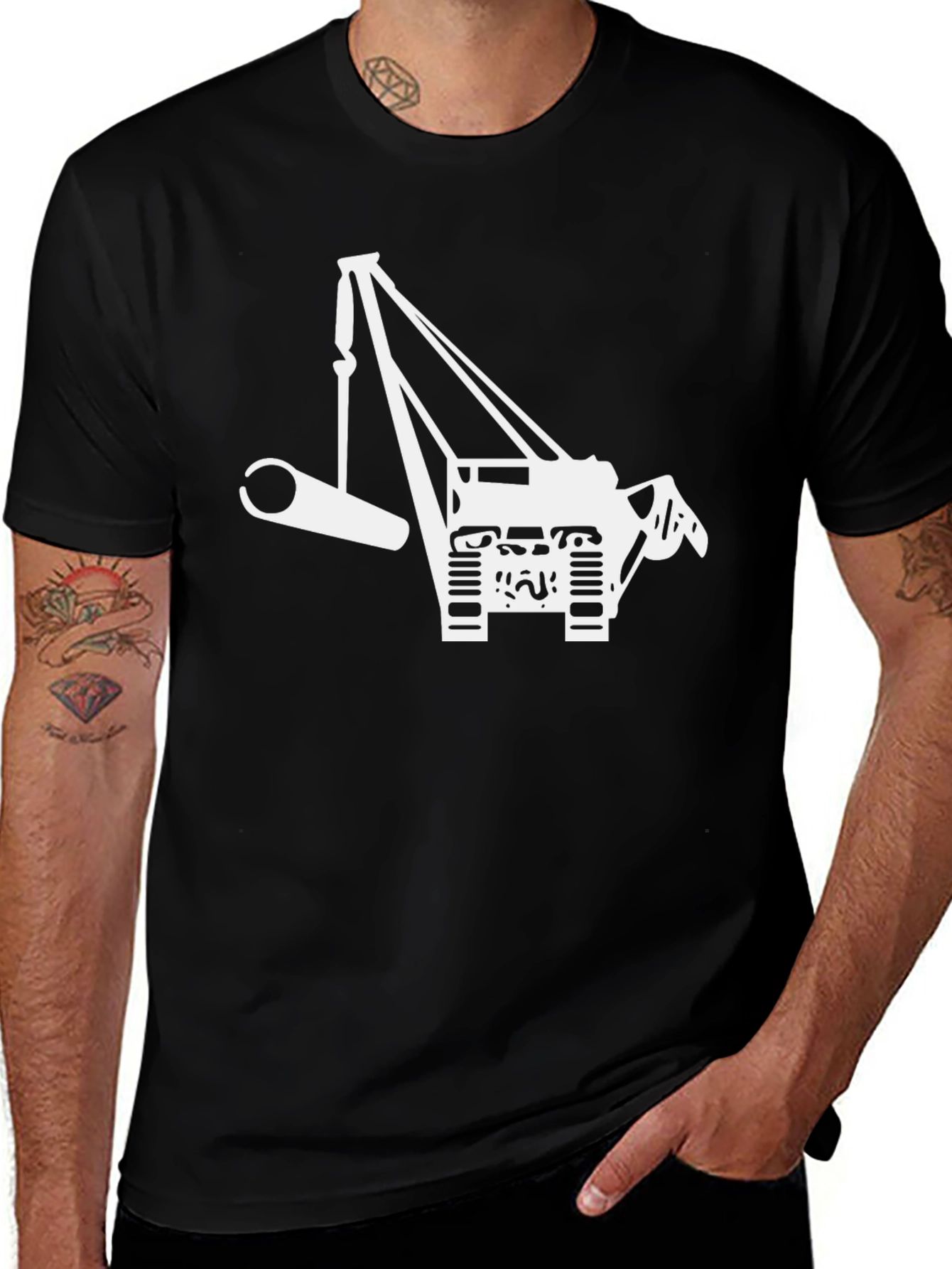 Crane Lift T-Shirt - Black Graphic Tee