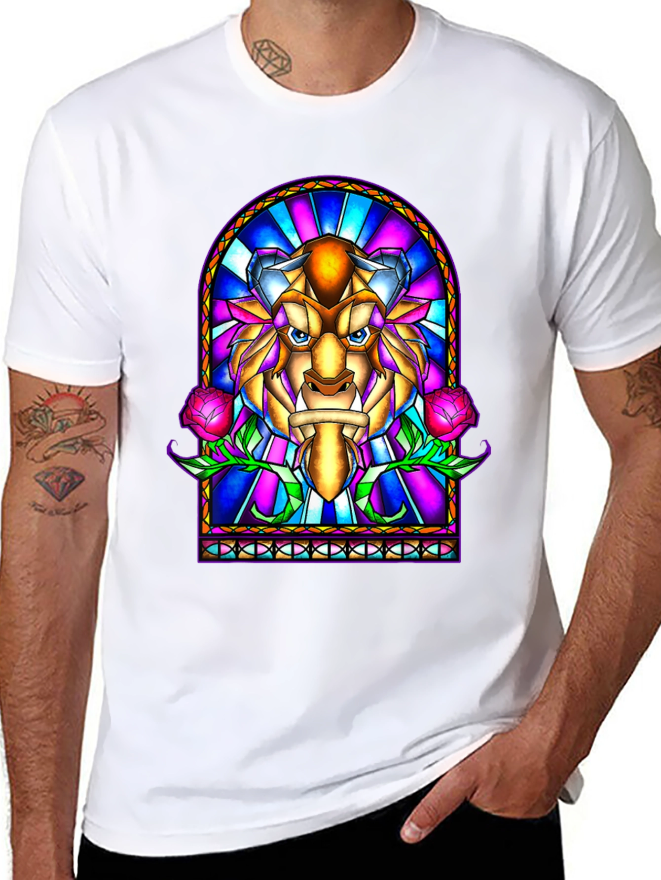 Beauty and the Beast Stained Glass Graphic Tee