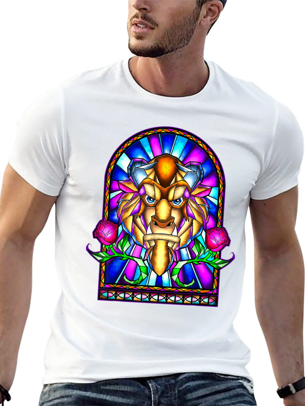 Beauty and the Beast Stained Glass Graphic Tee
