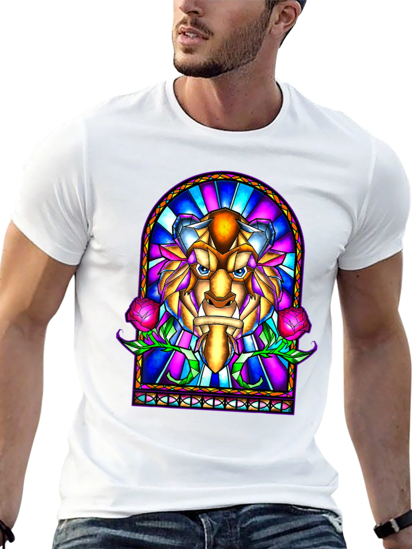 Beauty and the Beast Stained Glass Graphic Tee
