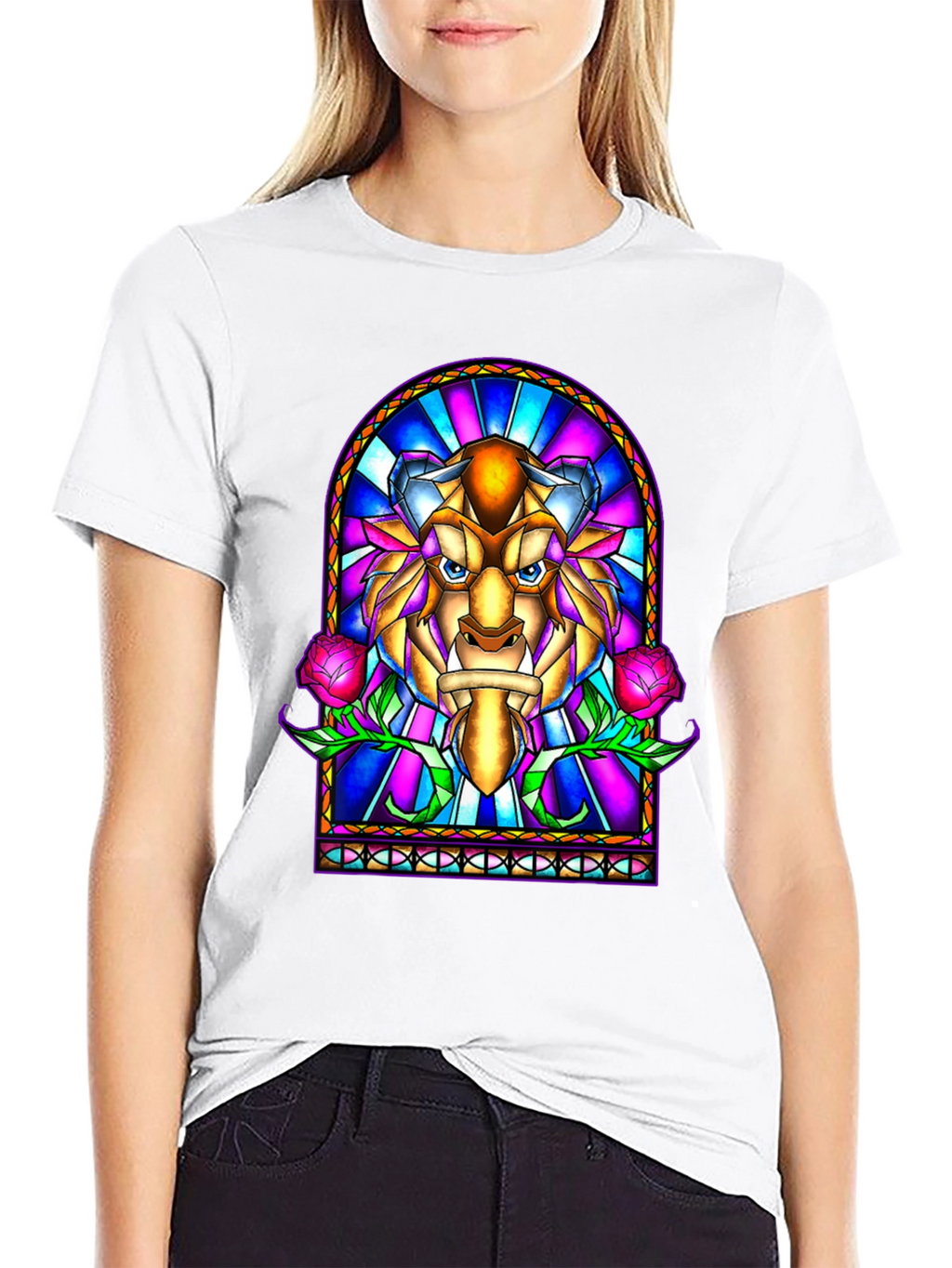 Beauty and the Beast Stained Glass Graphic Tee