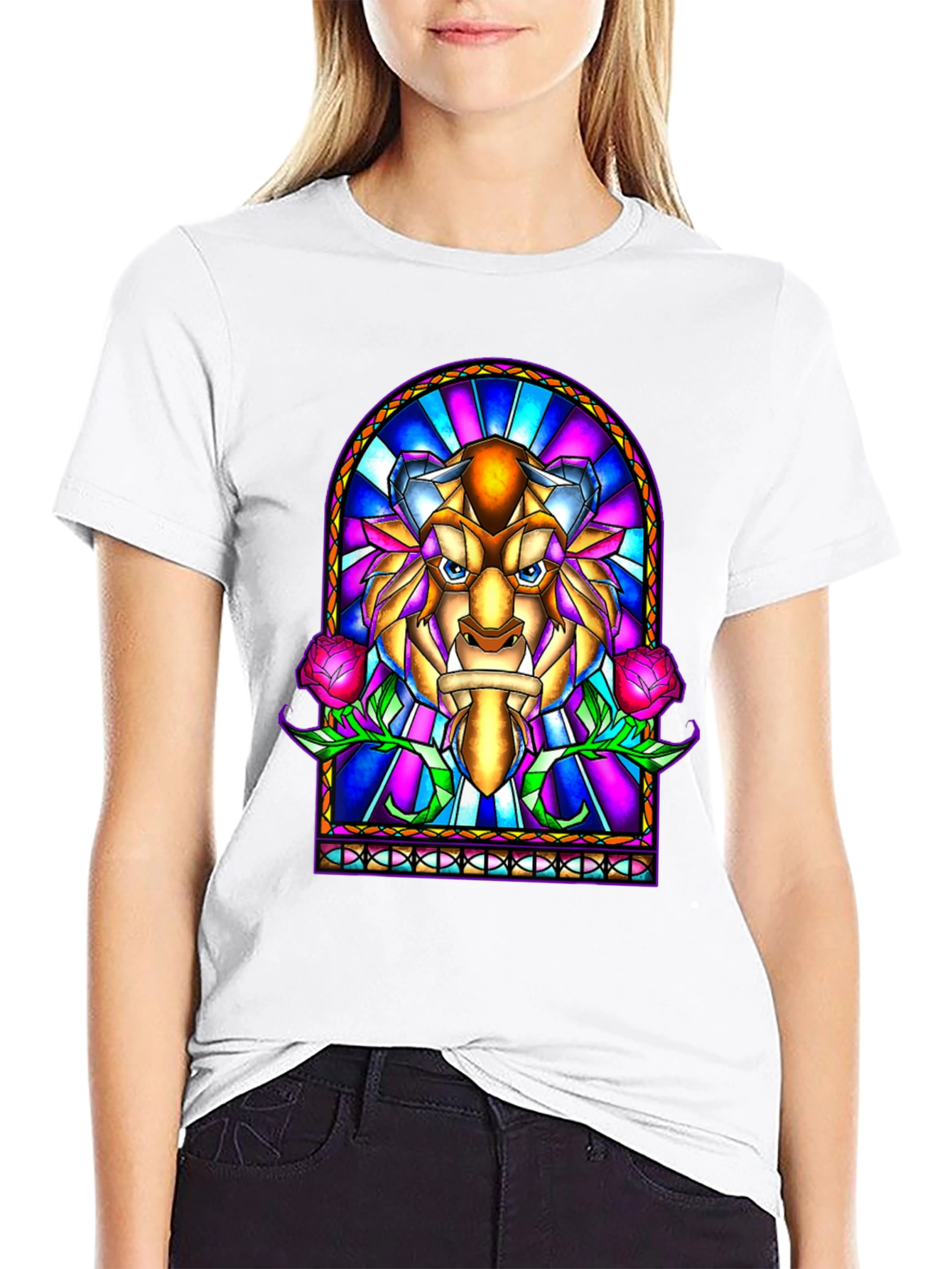 Beauty and the Beast Stained Glass Graphic Tee