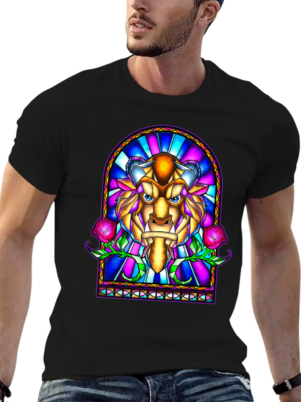 Beauty and the Beast Stained Glass Graphic Tee