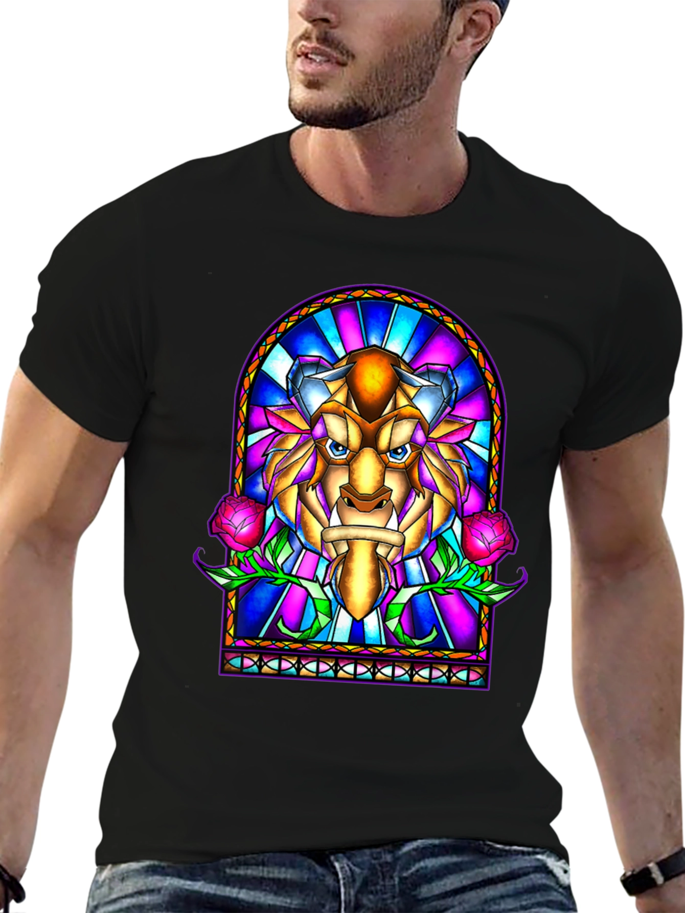 Beauty and the Beast Stained Glass Graphic Tee