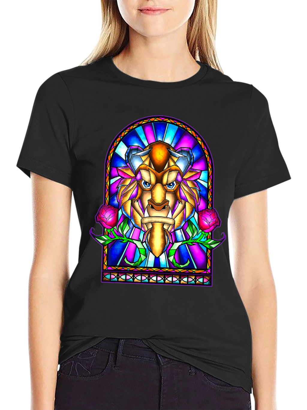 Beauty and the Beast Stained Glass Graphic Tee