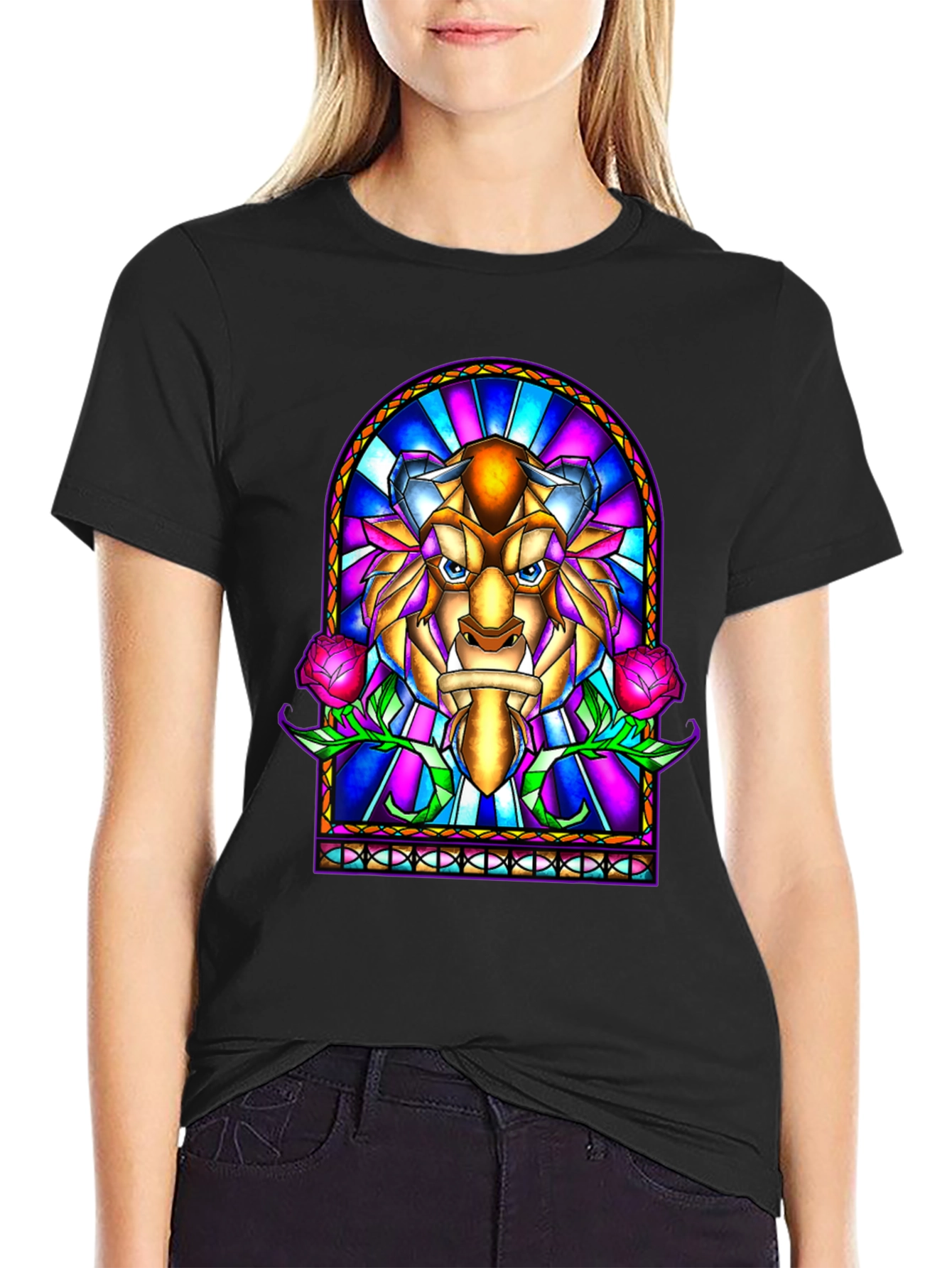 Beauty and the Beast Stained Glass Graphic Tee