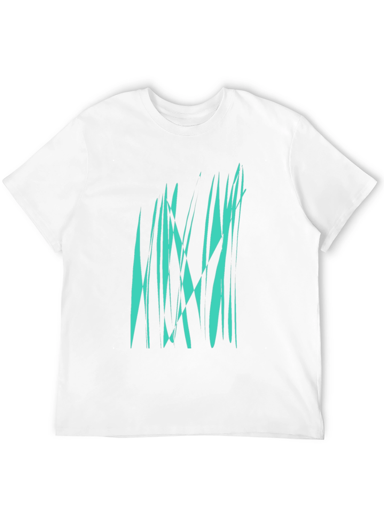 Abstract Teal Graphic Print Black T-Shirt