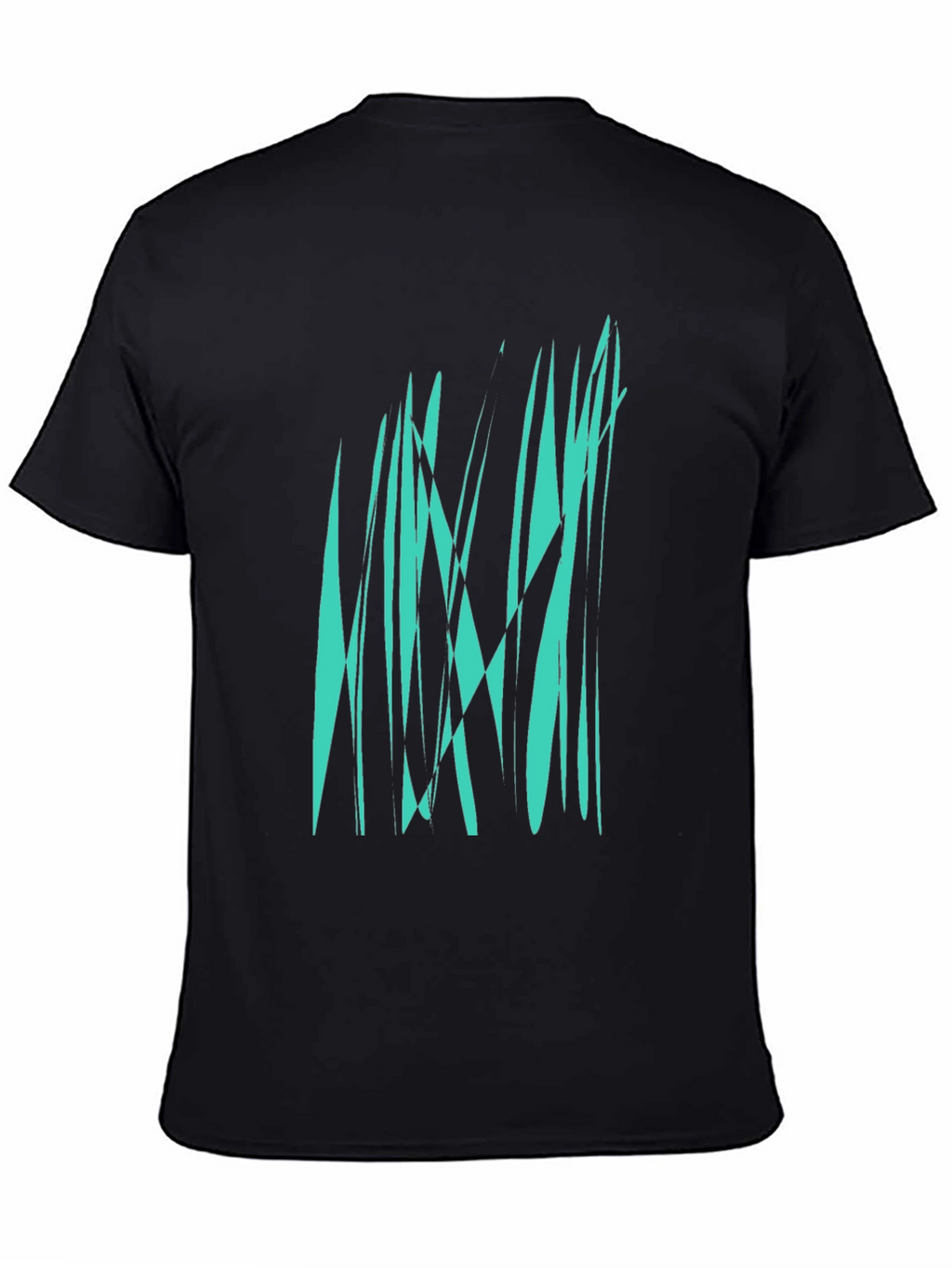 Abstract Teal Graphic Print Black T-Shirt