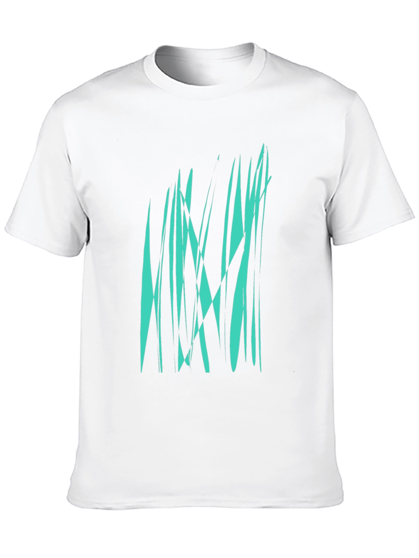 Abstract Teal Graphic Print Black T-Shirt