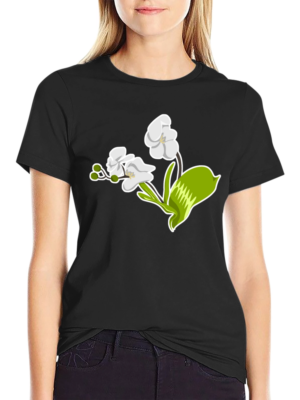 Floral Graphic T-Shirt - Elegant Orchid Design