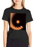 Fiery Sun Graphic Tee - Black Cotton Blend