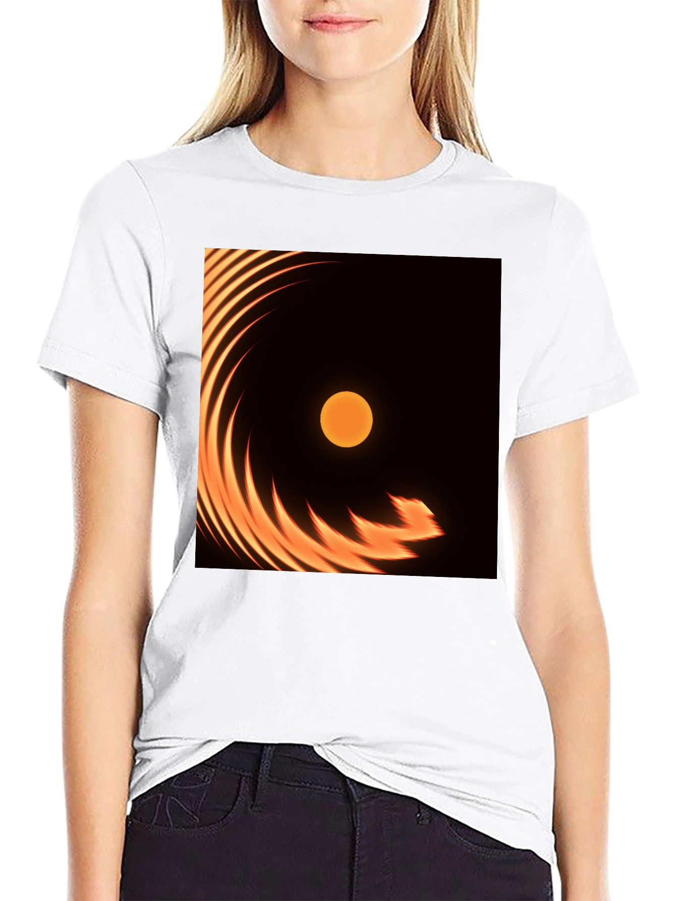 Fiery Sun Graphic Tee - Black Cotton Blend