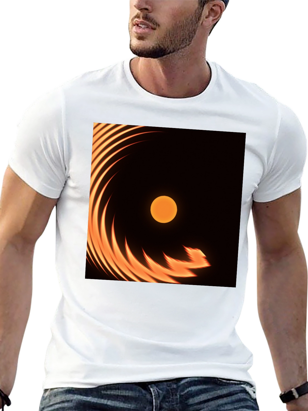 Fiery Sun Graphic Tee - Black Cotton Blend