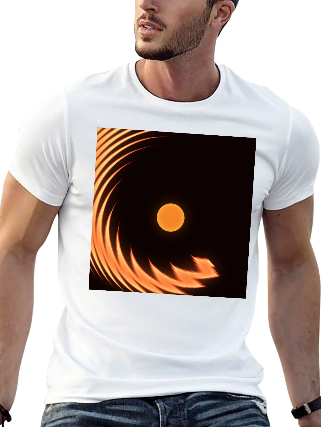 Fiery Sun Graphic Tee - Black Cotton Blend
