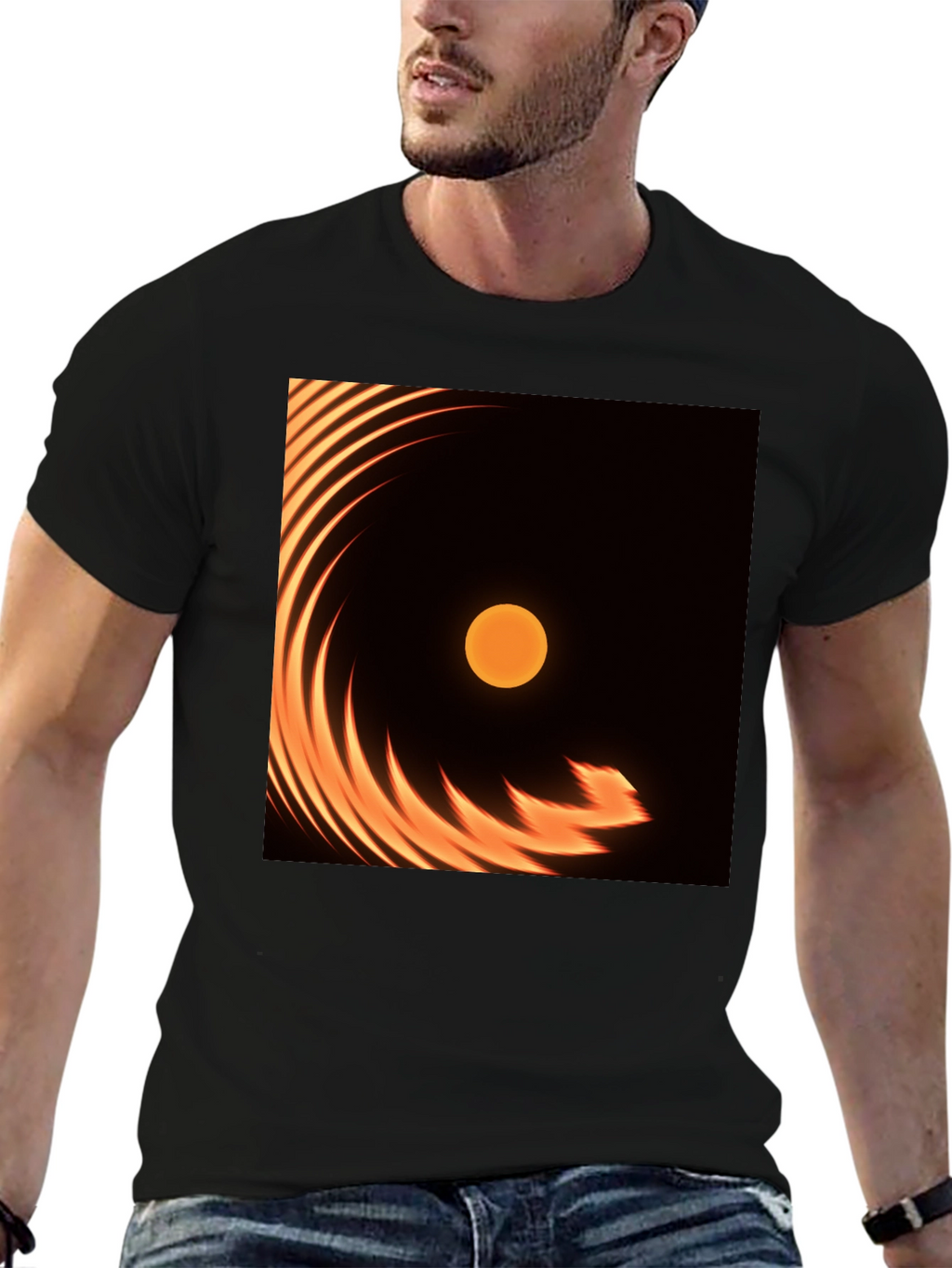 Fiery Sun Graphic Tee - Black Cotton Blend