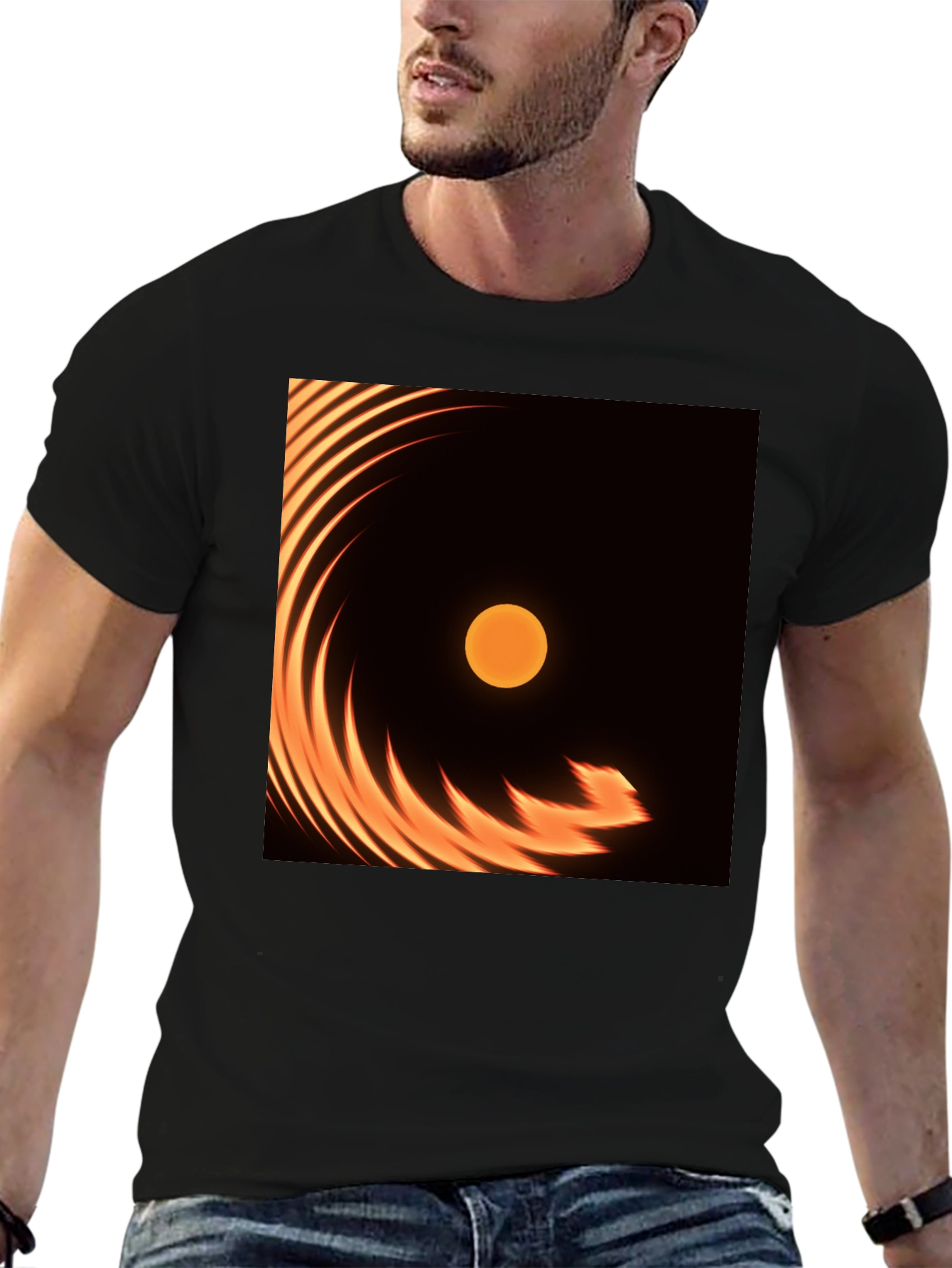Fiery Sun Graphic Tee - Black Cotton Blend