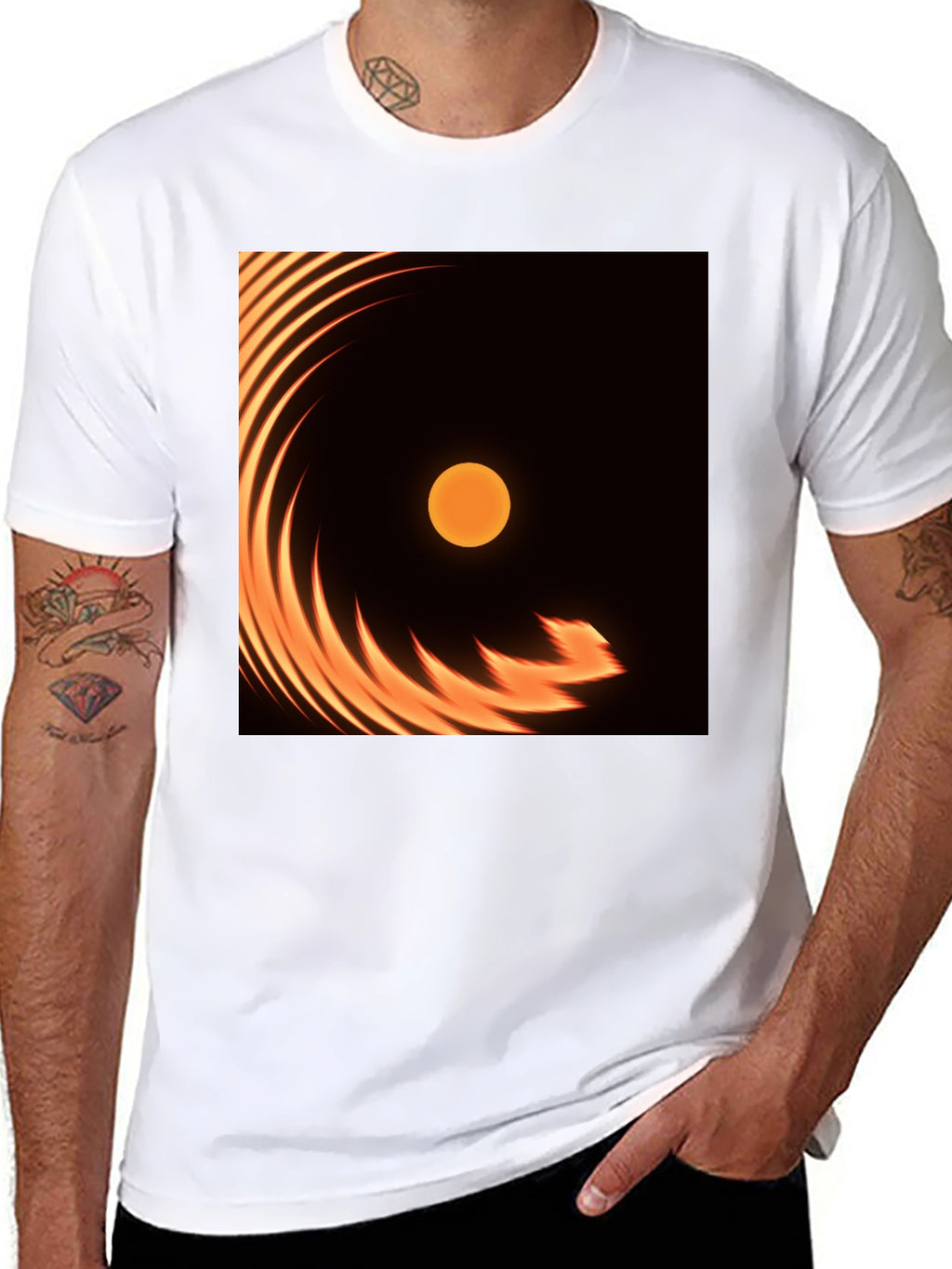 Fiery Sun Graphic Tee - Black Cotton Blend