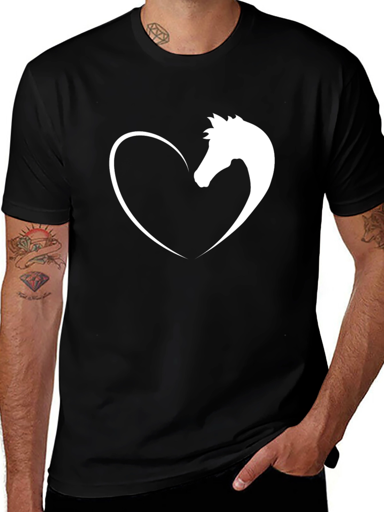 Horse Lover Tee - Heart & Horse Graphic T-Shirt