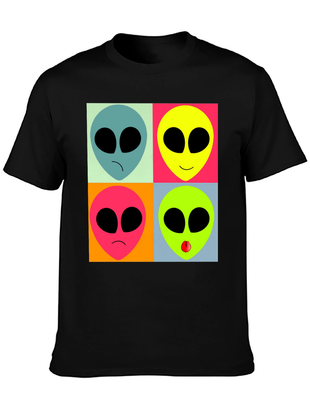 Retro Alien Pop Art T-Shirt - Black Graphic Tee