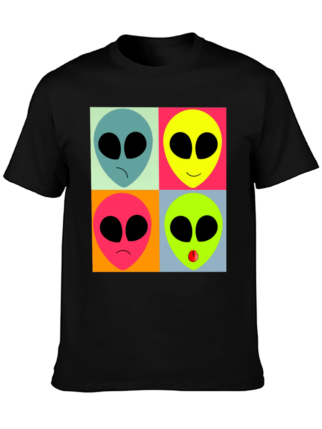 Retro Alien Pop Art T-Shirt - Black Graphic Tee