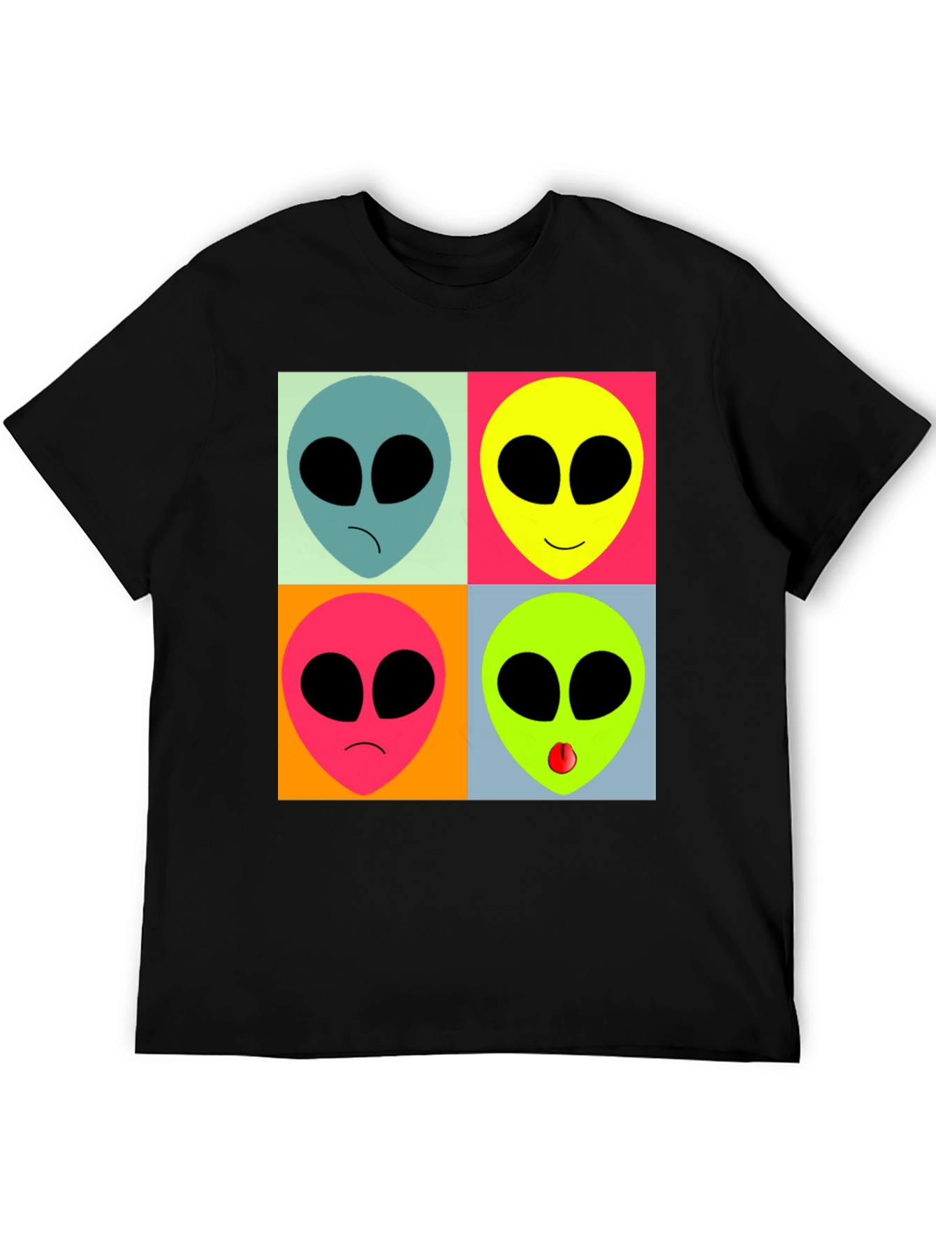 Retro Alien Pop Art T-Shirt - Black Graphic Tee