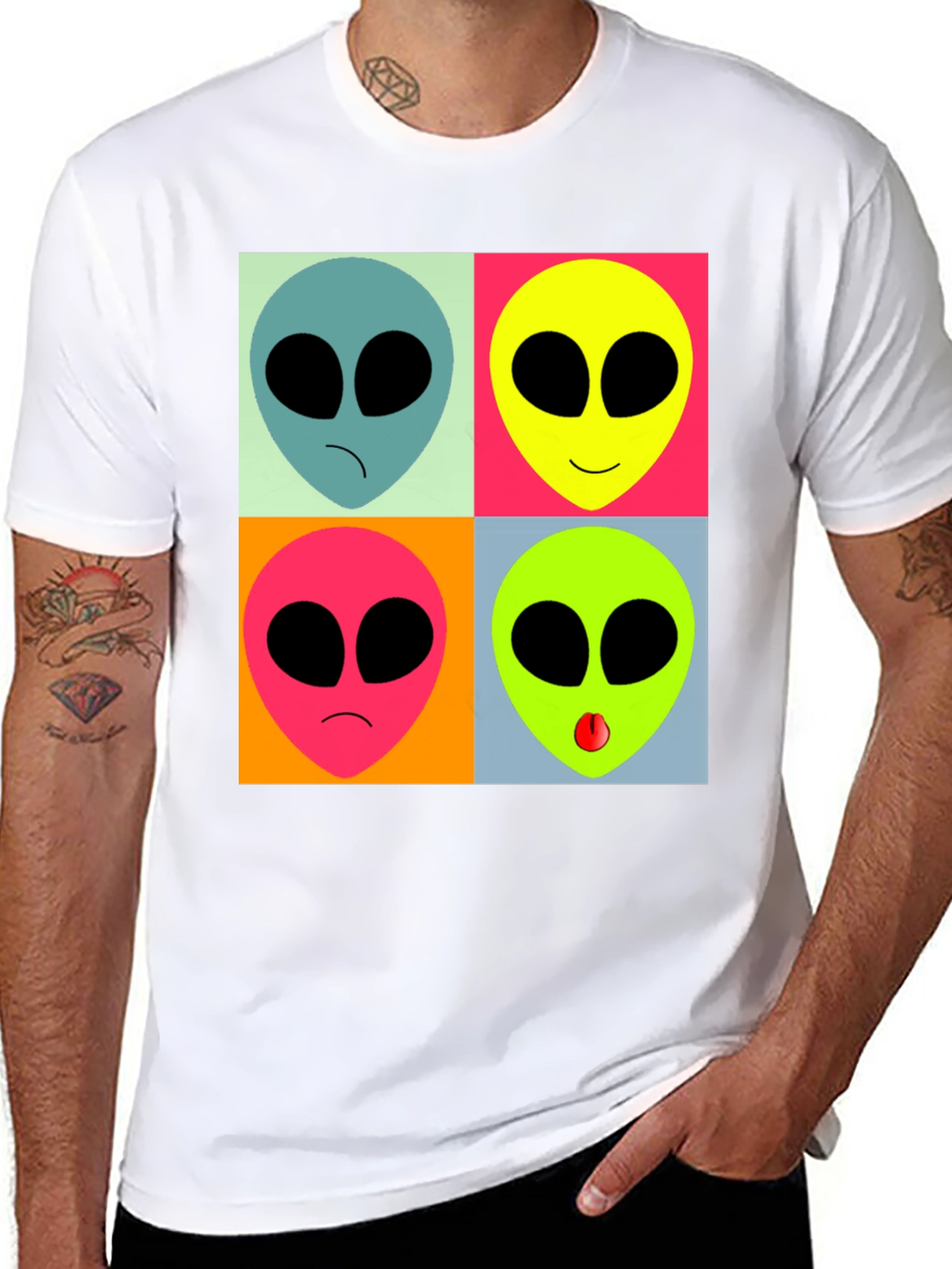 Retro Alien Pop Art T-Shirt - Black Graphic Tee