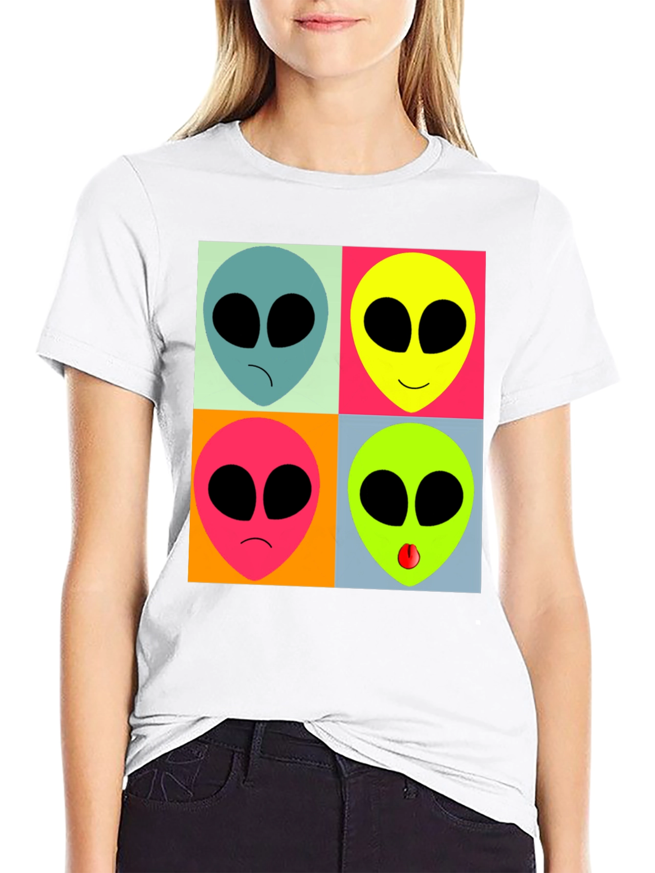 Retro Alien Pop Art T-Shirt - Black Graphic Tee