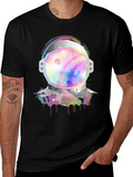 Astronaut Helmet Graphic Tee - Rainbow Space Design
