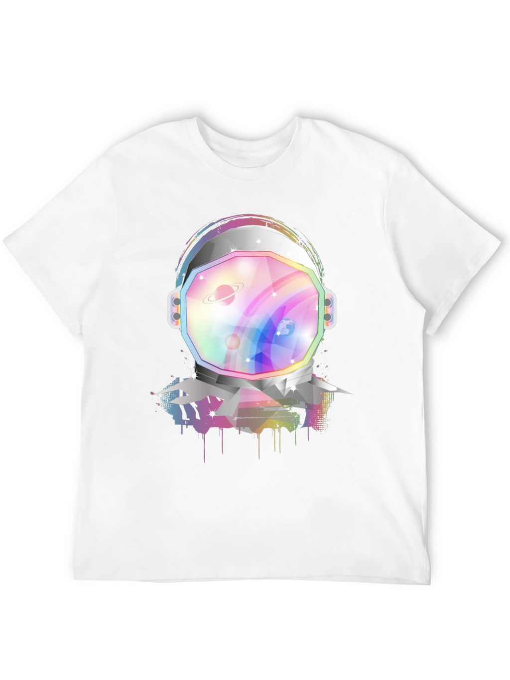 Astronaut Helmet Graphic Tee - Rainbow Space Design