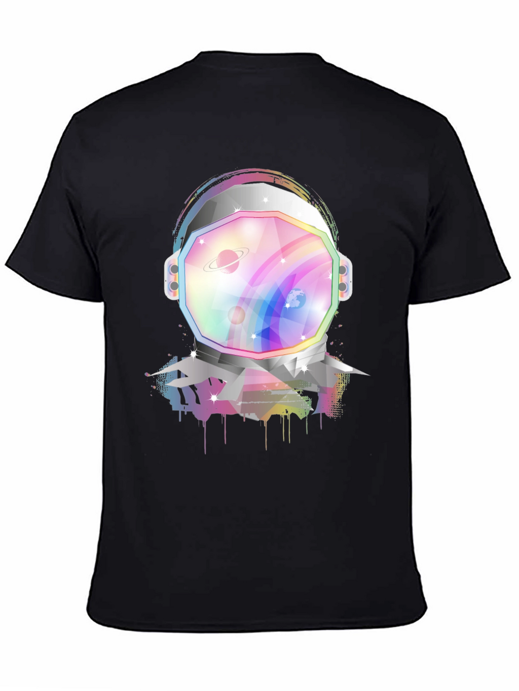 Astronaut Helmet Graphic Tee - Rainbow Space Design