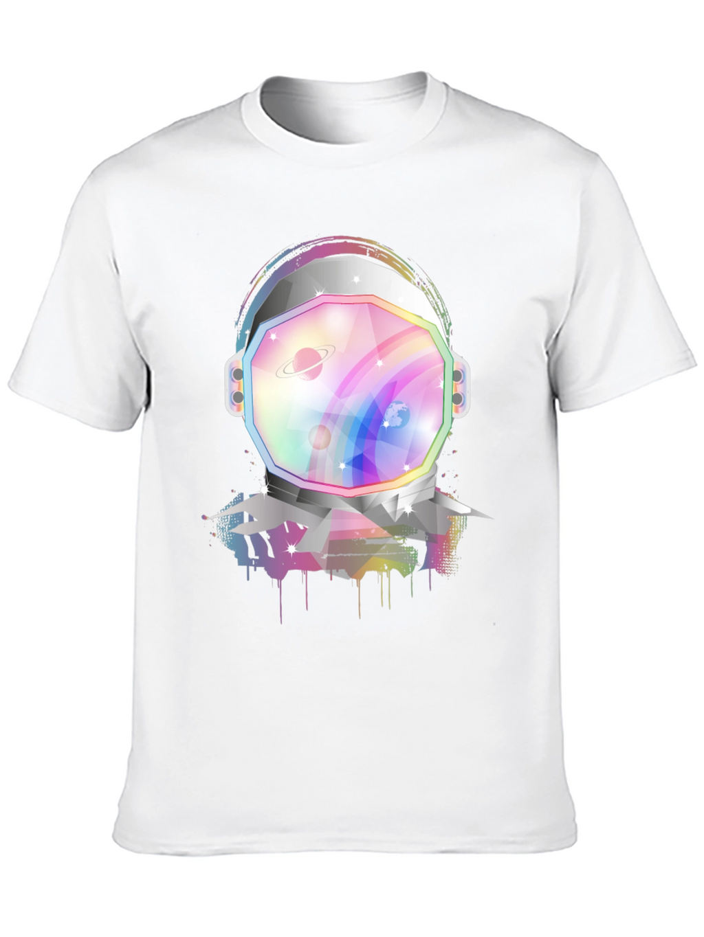 Astronaut Helmet Graphic Tee - Rainbow Space Design