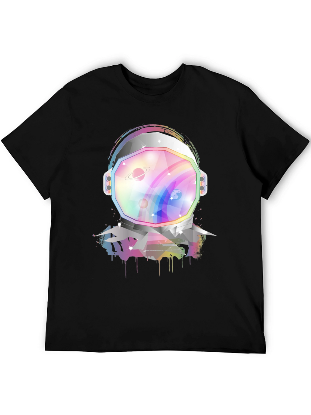 Astronaut Helmet Graphic Tee - Rainbow Space Design