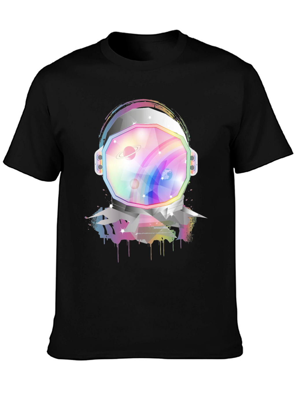 Astronaut Helmet Graphic Tee - Rainbow Space Design