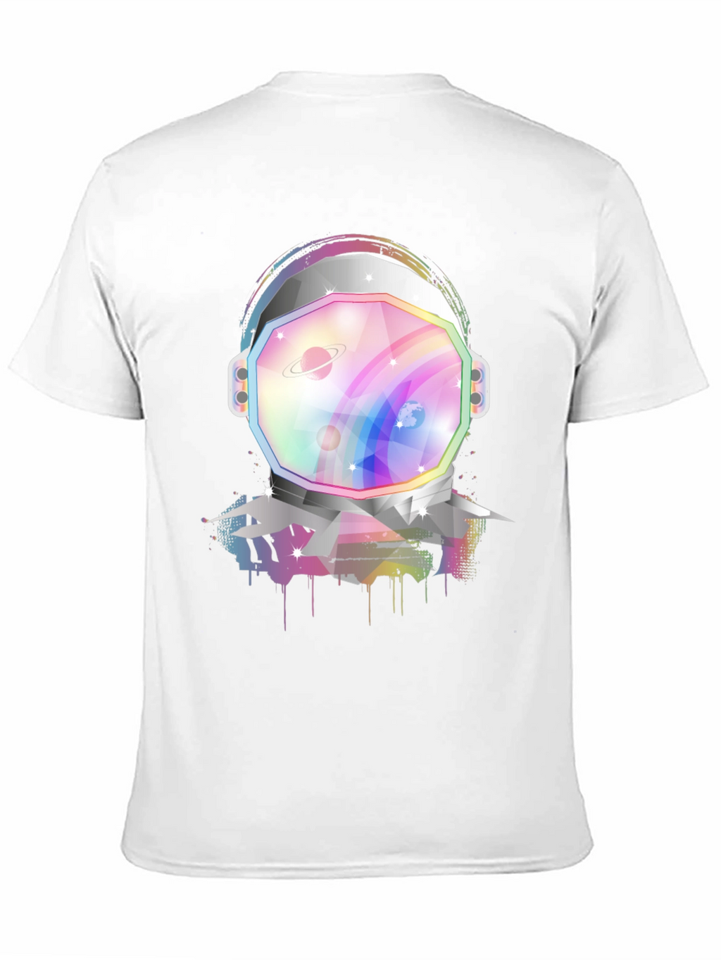 Astronaut Helmet Graphic Tee - Rainbow Space Design