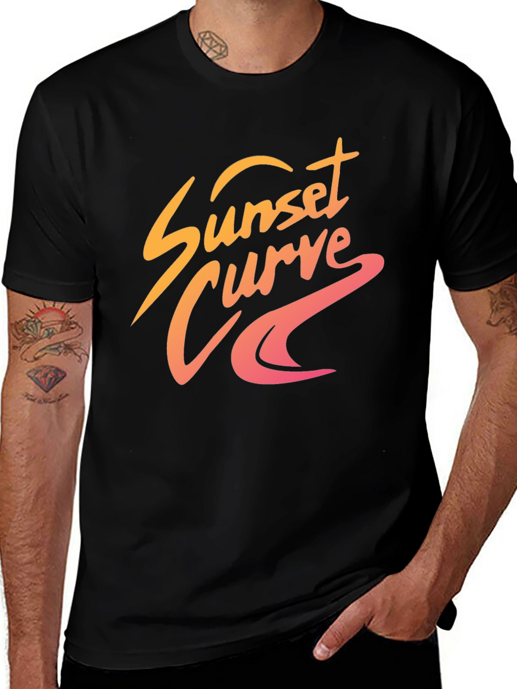 Sunset Curve Graphic Tee - Retro Style