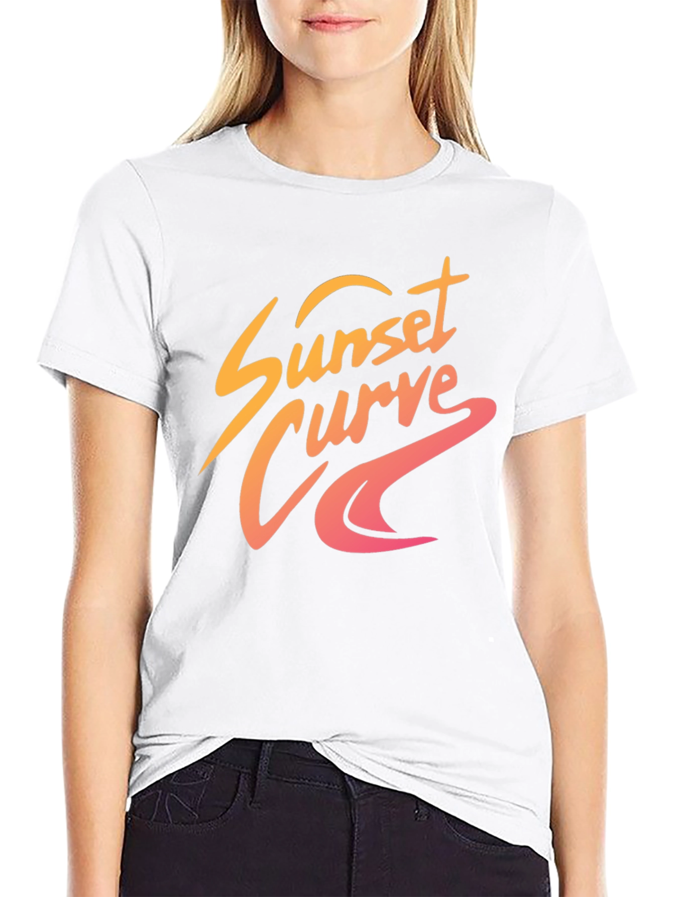 Sunset Curve Graphic Tee - Retro Style