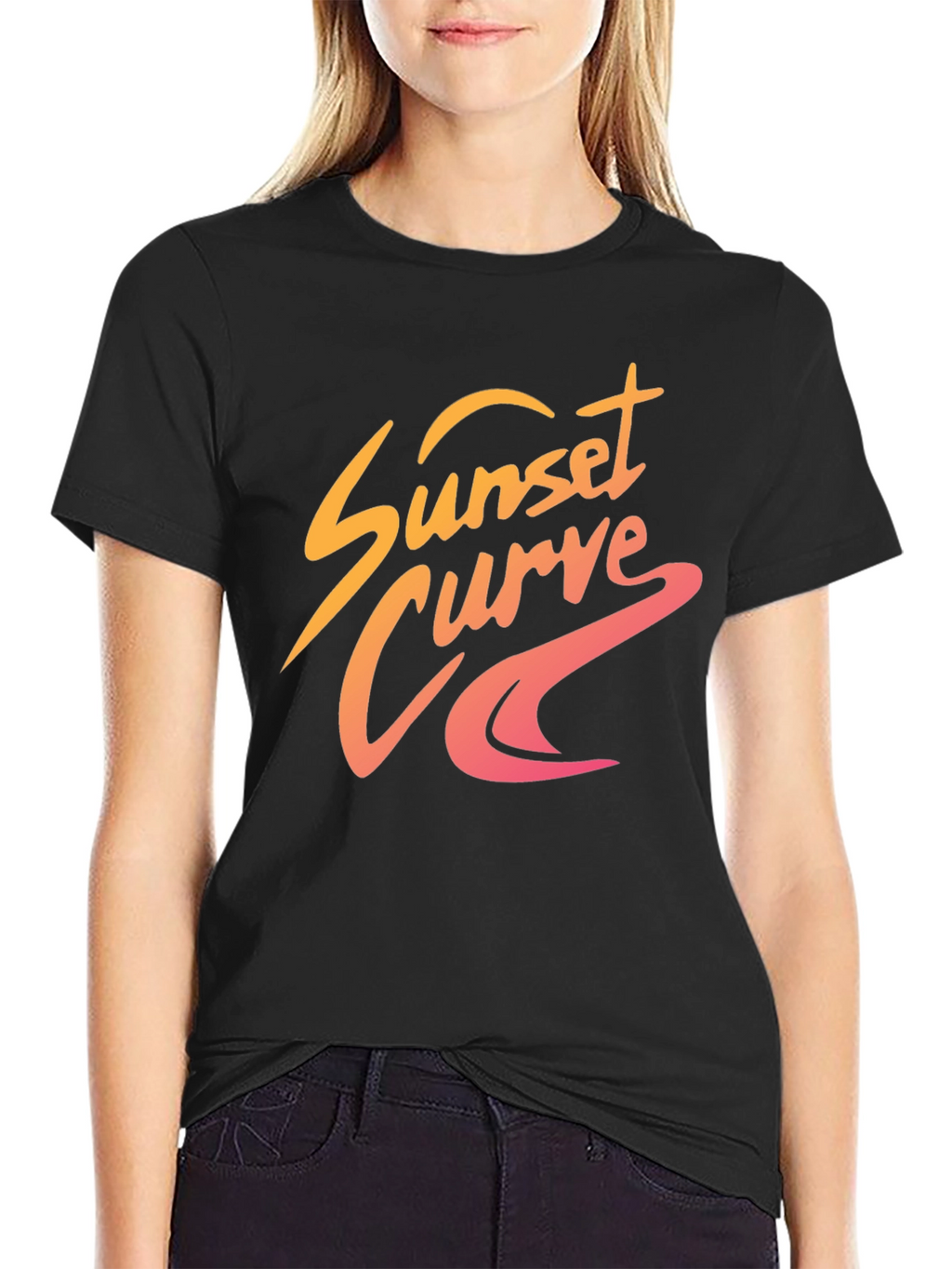 Sunset Curve Graphic Tee - Retro Style