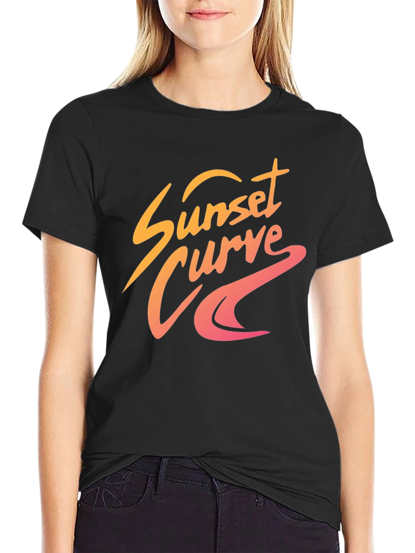 Sunset Curve Graphic Tee - Retro Style