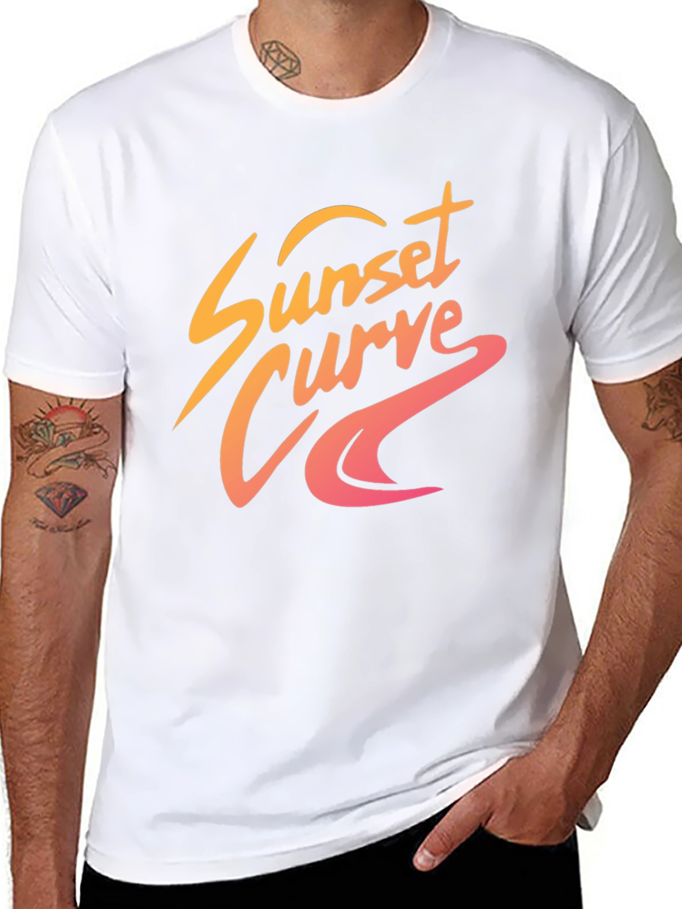 Sunset Curve Graphic Tee - Retro Style