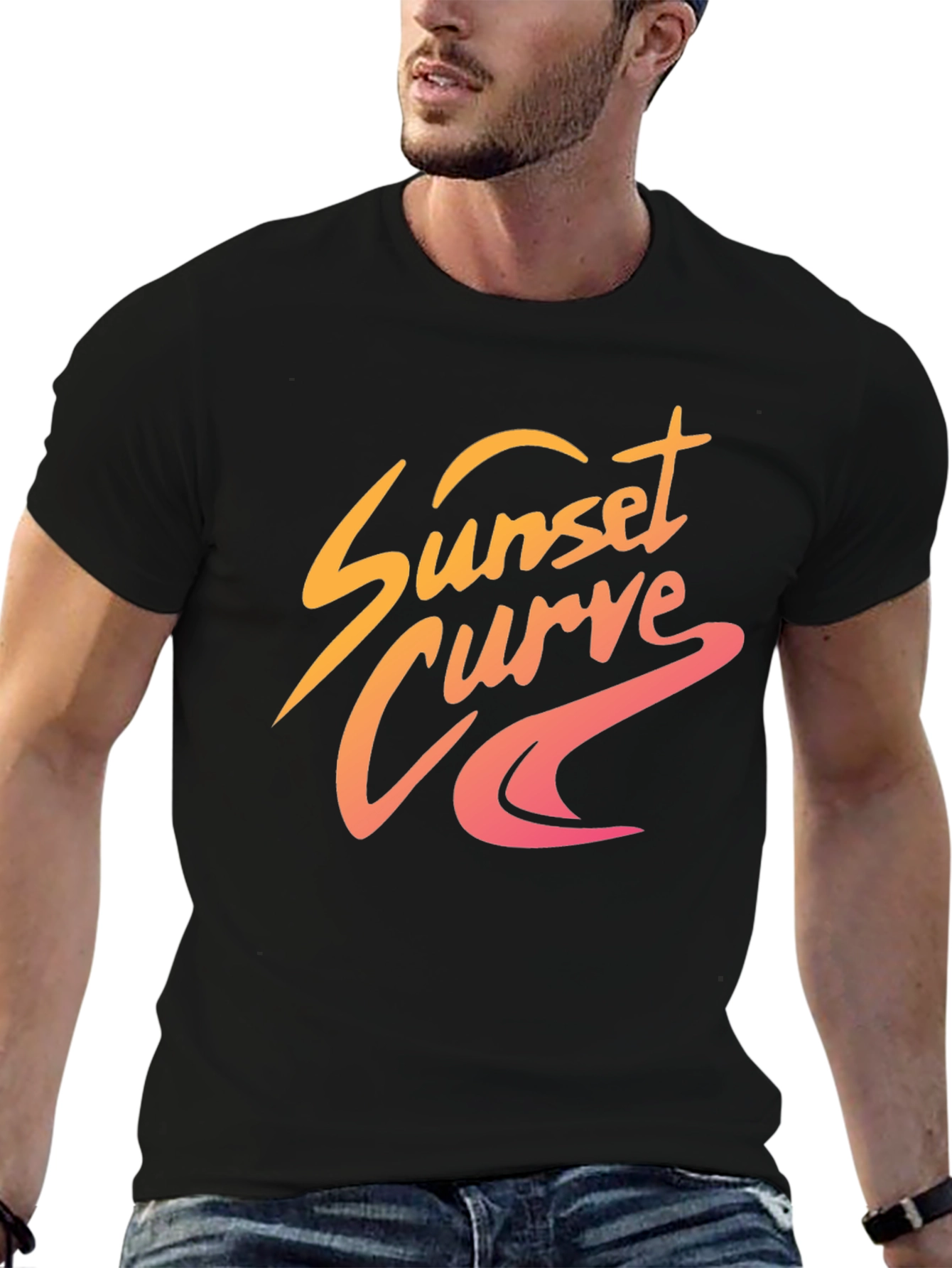 Sunset Curve Graphic Tee - Retro Style