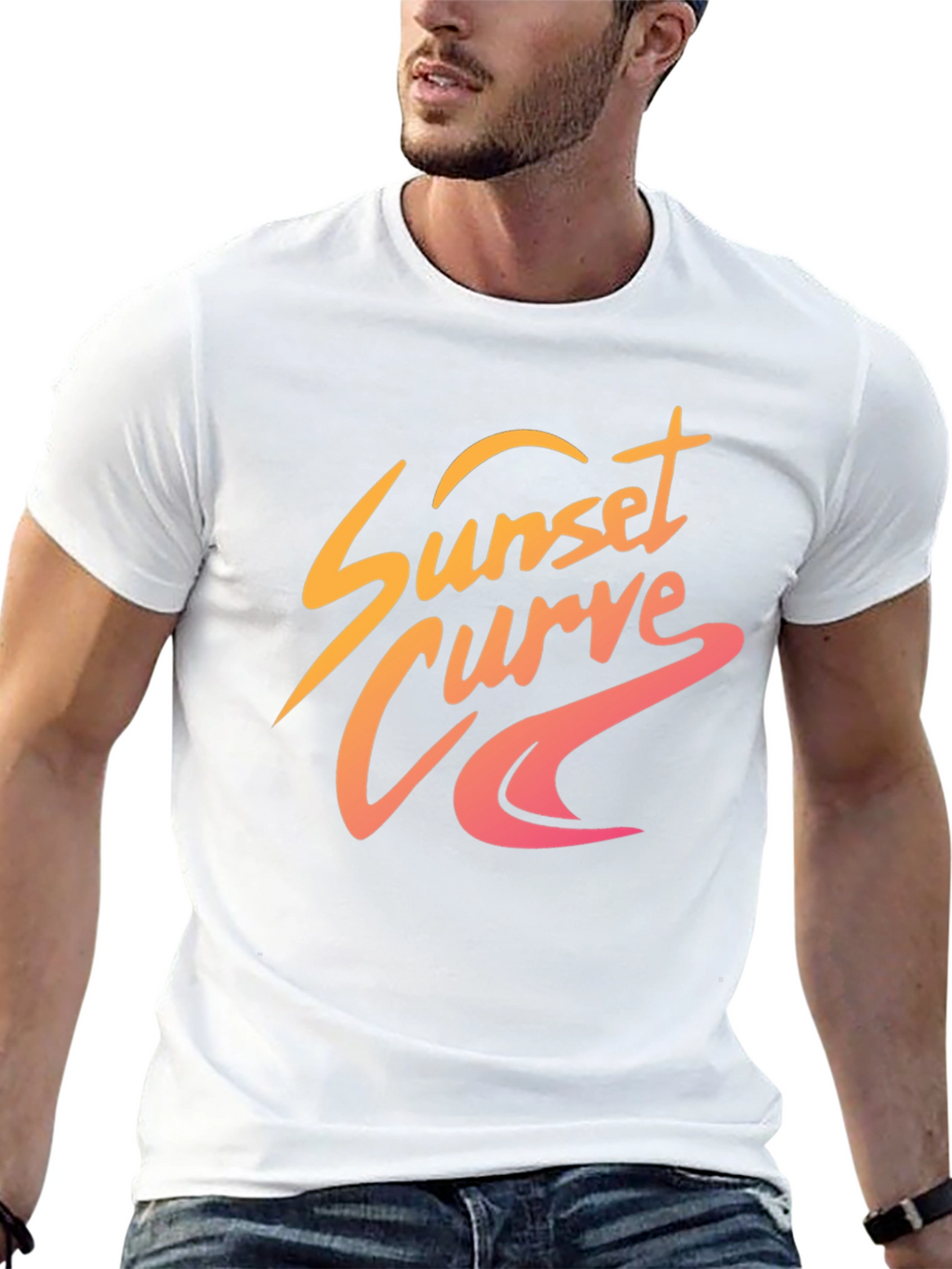 Sunset Curve Graphic Tee - Retro Style