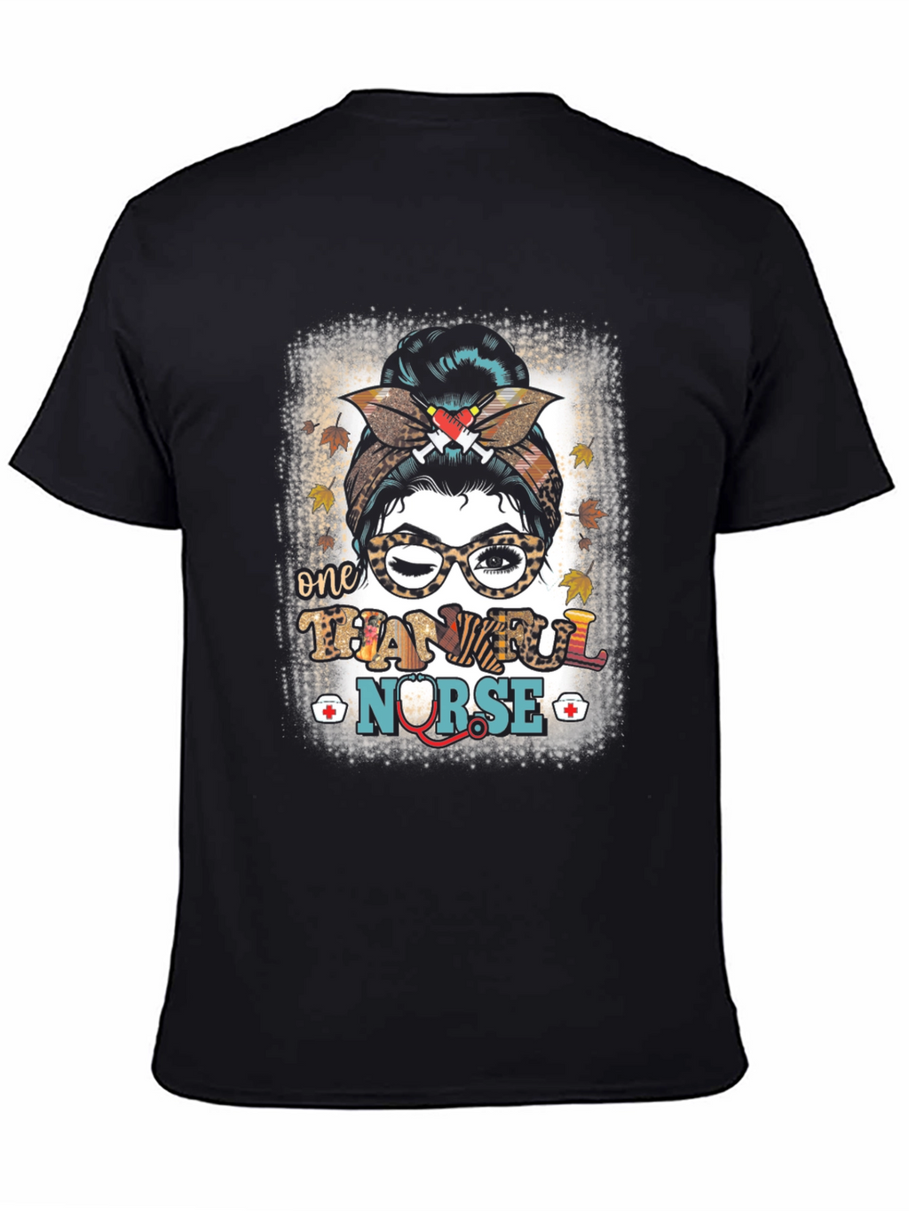 Thankful Nurse Messy Bun T-Shirt